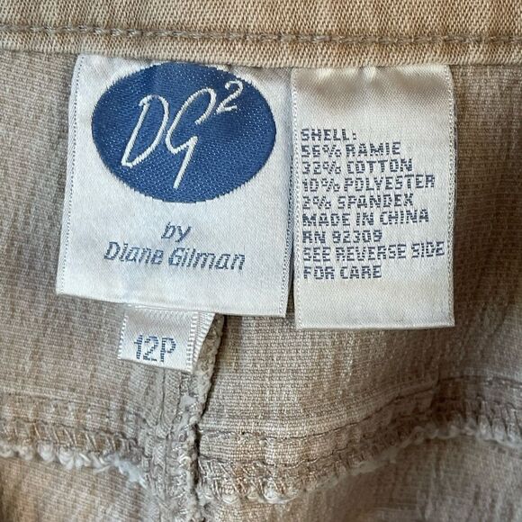 Pre-Owed DG2 by Diane Gilman Womens Tan Stretch Jeans Size 12P - Picture 6 of 6